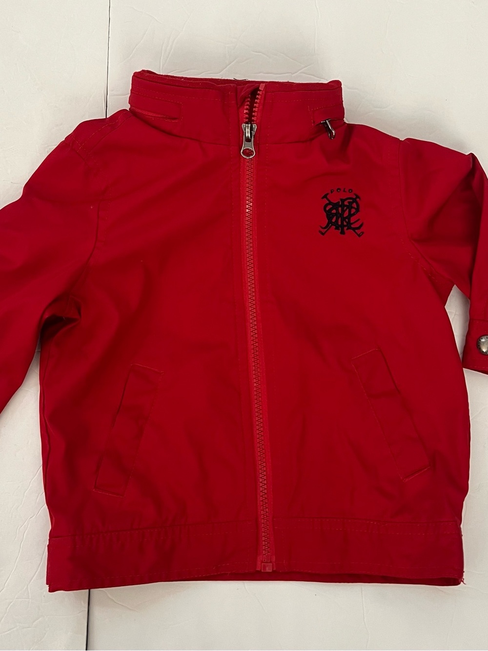 Ralph Lauren 24m Kids Red Zip-Front Jacket - Classic Lightweight Coat emb’d logo